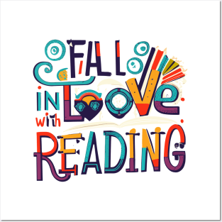 Fall In Love With Reading Book Autumn Pumpkins And Teachers Posters and Art